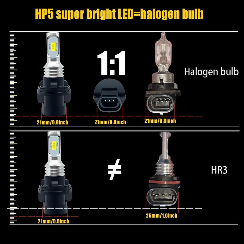 HAISECA 2Pcs HP5 Light Bulb White,5730SMD Chips 34901-HP5-601 34901-HN5-M40 LED Bulbs Hi-Lo Beam for ATV UTV. - Image 2